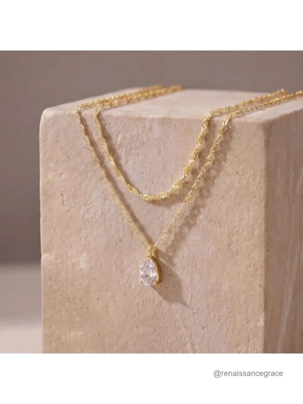 Layered Gold Necklaces Women Dainty CZ 14K Gold Plated Stainless Steel Stack